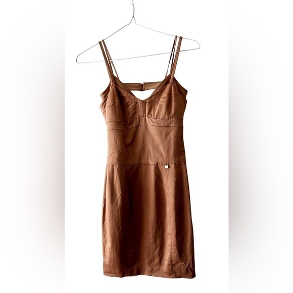 LIU Jo Milano brown mini dress size 40- M corset back zipper bustier - Picture 1 of 16